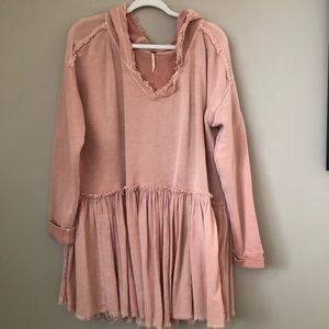 Free People Summer Dreams Hooded Sweatshirt Tunic Top